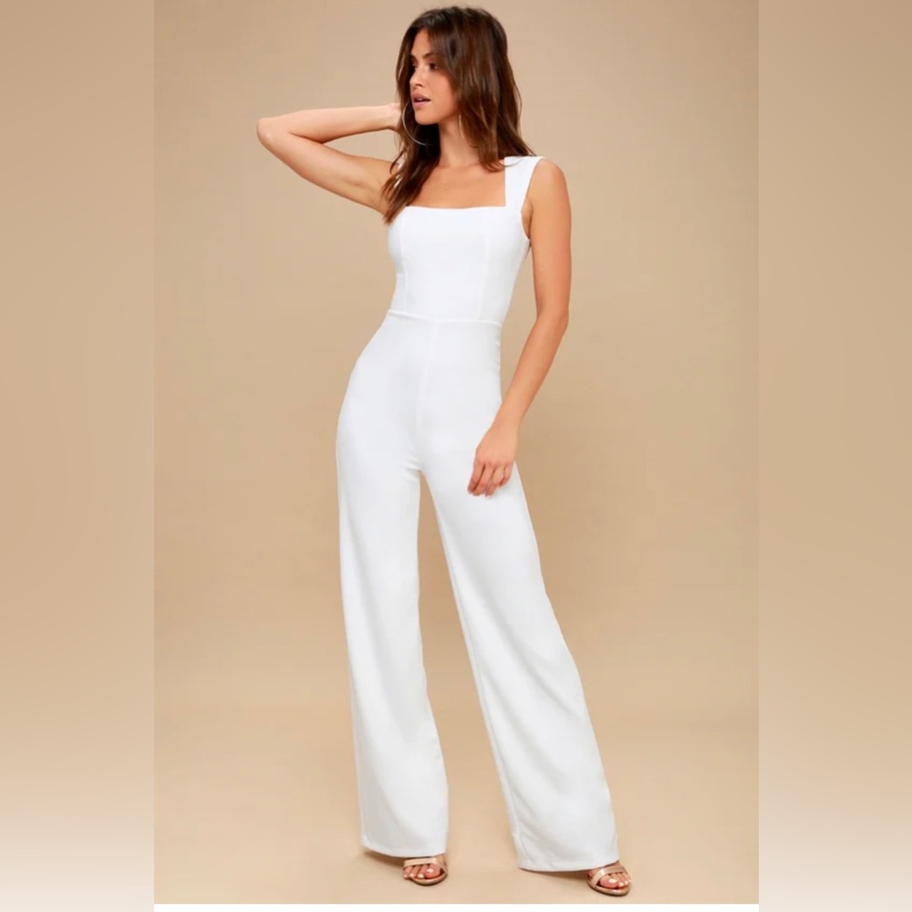 COPY - Lulus Enticing Endeavors White Jumpsuit